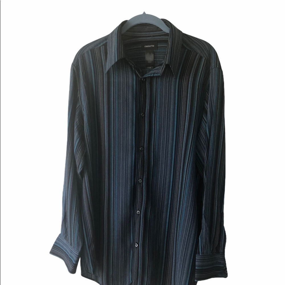 Claiborne Men’s Dress Shirt Blue & Black size L